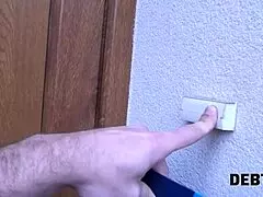 in debt4k, the redhead milf debtor pays off her debt with sex on the desk