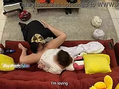 Hot Wife Welcomes Delivery Guy on Sofa 😏