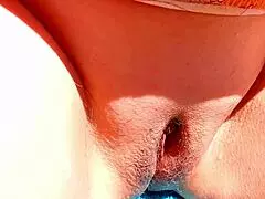 Maturemons flashes her hairy pussy sporting a love heart