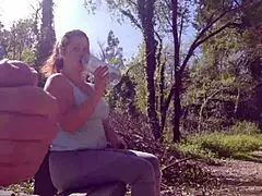 In the park, an exhibitionist seduces a milf to fuck, suck, and get sperm on her face