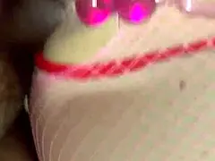 intense latina milf tiffanny in pantyhose gets anal beads homemade