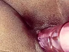 Black Puerto Rican milf masturbates pussy with toys