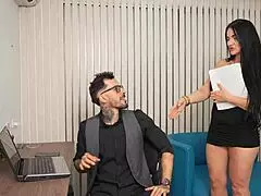 milf - the horny secretary welcomes me to my new job by riding my cock in my office