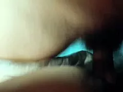 in the missionary position, his cock gets hard and he rubs his penis against her hairy pussy