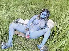 Avatar monika fox big prolapse hard dildo anal and pussy fuck squirt in nature