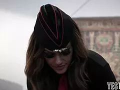 Flight attendant MILF blows married stranger