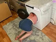 stepmom stuck in washing machine stepson inserts huge cock