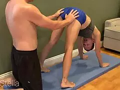 Watch this big boobs milf squat on my dick in yoga shorts