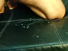 Her natural big tits are lactating and squirting lots of milk on the big ass, pussy, and cock she's sucking.