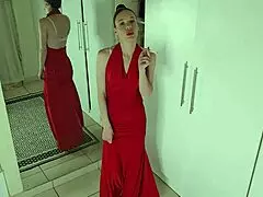 bet you can't keep your pants on watching this skinny babe undress in her heels