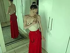 bet you can't keep your pants on watching this skinny babe undress in her heels