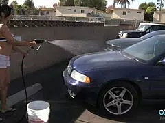 Can this brunette milf clean your cock with her pussy?