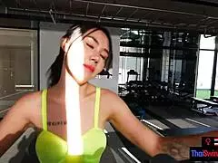 amateur thai milf's big cock gym workout?