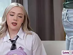 My straight stepmom strapon fucks my pussy in a hot lesbian session.