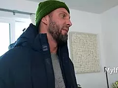 big ass brunette with natural tits uses strap-on and black cock for anal fun