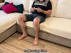 Stepson Fucks Stuck Stepmom on Couch - Russian Amateur POV