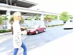 Public reality porn cheating blonde soccer mom sucks black dick outside