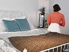 Middle Eastern stepmom MILF squirts pussy when caught by stepson