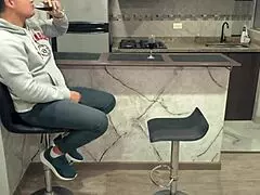 Latina milf wife surprises me in lingerie with hot blowjob and delicious creampie while i enjoy her tits