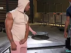 kay carter cuckolds hubby with two large black cocks at gym