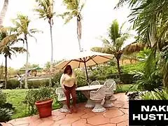 does the redhead doctor service bbc by the pool while her husband sleeps?