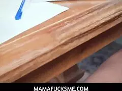 Stepmom helps stepson focus on exam.