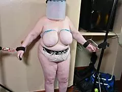 Bold tit suffering and udder busting for slut sub Curious Fern in slo mo, consensual role-play