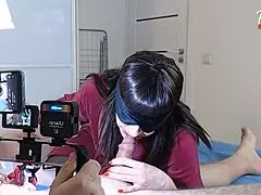 real homemade threesome mfm part 1, with wife getting licked and fucked blindfolded