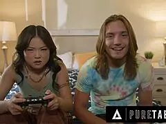 Lulu Chu, the hot Asian stepsis, taunts her pervy stepbro while they fuck with her stepmom's nudes around.