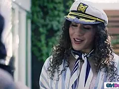 Tied up petite 18+ asian avery black gets her erect nipples sucked in bondage play.