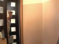 Asian housewife dominates clumsy delivery guy for wild orgasm