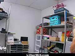 Security officer serves justice to milf shoplifter who earns freedom with blowjob and domination