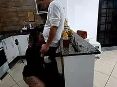 She had anal sex with the bartender hidden in the pantry