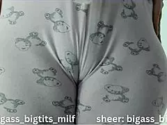 Latina BBW shows camel toe in pajamas