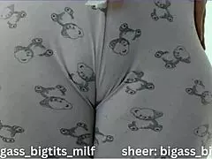 Latina BBW shows camel toe in pajamas