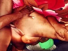 chocolate pussy gets bent over for interracial doggystyle fuck