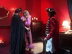 Horny ghosts interrupted by busty blonde eager to ride their dicks in threesome