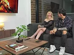 My step uncles girlfriend rides my cock while im on a phone call with my girlfriend -milf cumload