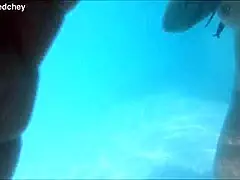 Imagine a holiday threesome in the pool with dripping wet pussies