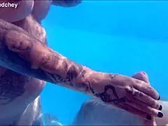 Imagine a holiday threesome in the pool with dripping wet pussies