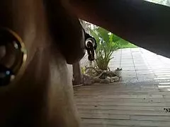 Nippleringlover Hot Nude Riding Bicycle Handcuffed Pierced Pussy Lips Extreme Stretched Pierced Nipples