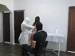 Perverted doctor fucks female patient while husband waits outside.