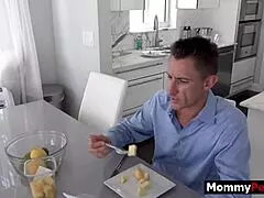 stepmom gives stepson blowjob next to his busy stepdad 😏