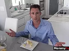 stepmom gives stepson blowjob next to his busy stepdad 😏