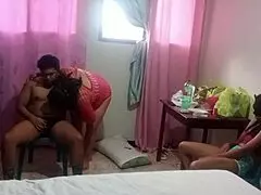 My stepsister likes to watch the neighbor grandma suck my cock. rough blowjob in group.