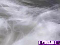 milf plays with cock on lap, fucks in office