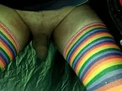 Woman Pegs Guy in Panties, Cums Hands-Free