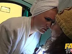 i got seduced by that big tits lesbian milf in the fake hostel.