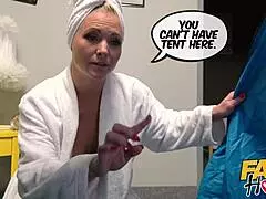 i got seduced by that big tits lesbian milf in the fake hostel.