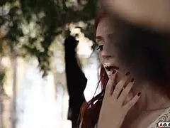 redhead outdoor pussy licked by neighbor